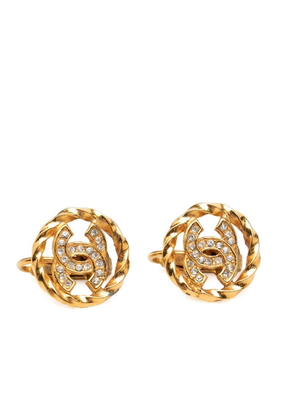 Chanel Cc Logo Round Clip-On Earrings #371354C53B